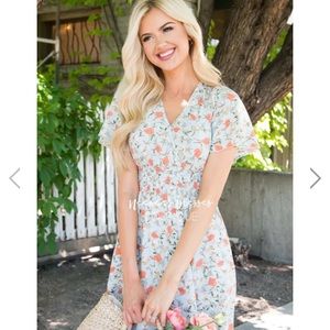 SOLD elsewhere Neesee’s Dresses light blue and peach smocked floral dress